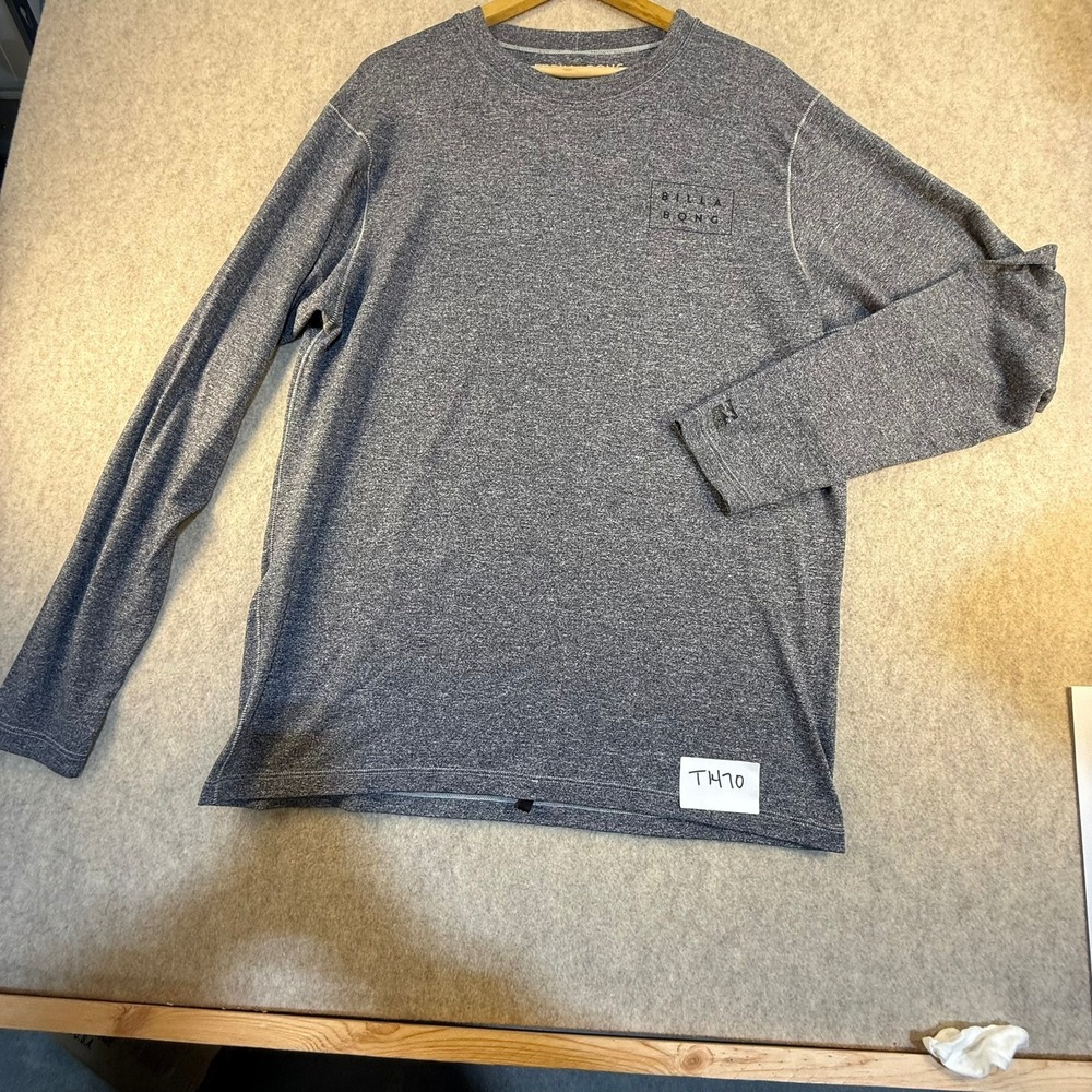 Billabong Mens Long Sleeve Sun Shirt Blue Gray Heathered UPF Large T1470